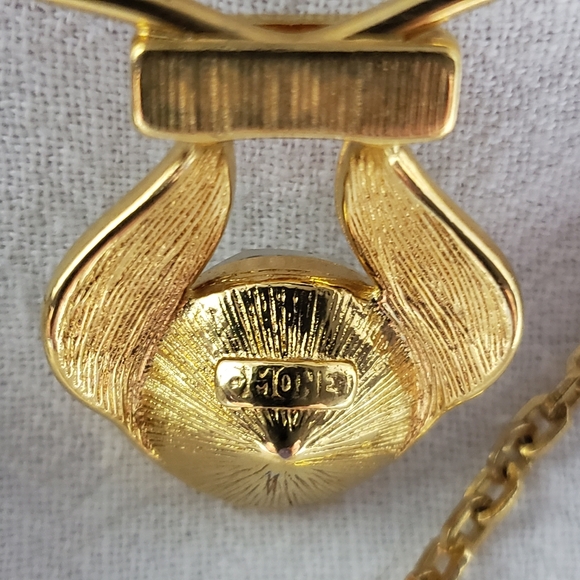 Beautiful Vintage signed Gold Plated Metal Monet Rhinestones Art Deco Necklace - Picture 4 of 6